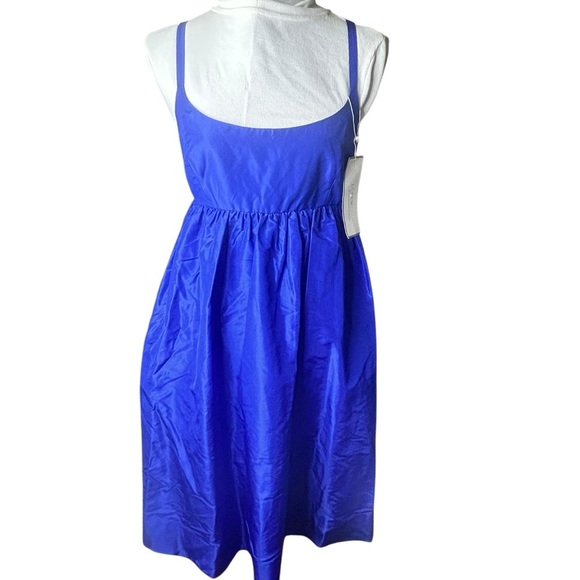 New J.Crew 100% Silk Royal Blue Taffeta Ballerina Dress Empire Waist Size 6 - Picture 2 of 8